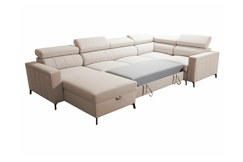 Galbally 4-personers hjørnesofaseng - Beige/Lys beige - Sovesofaer - Hjørnesovesofa