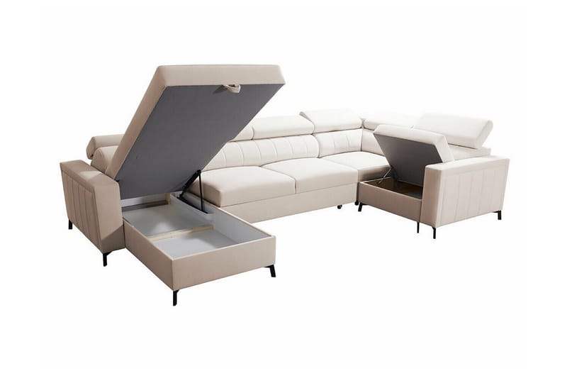 Galbally 4-personers hjørnesofaseng - Beige/Lys beige - Sovesofaer - Hjørnesovesofa