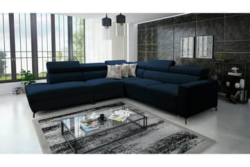 Galbally 4-personers Venstrevendt Hjørnesovesofa 128x210 cm med Opbevaring i Fløjl - Blå - Møbler - Sofaer - Sovesofaer