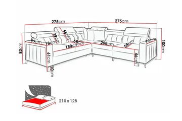 Galbally 4-personers hjørnesovesofa - Møbler - Sofaer - Sovesofaer