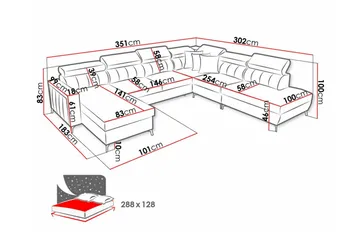Galbally 5-sits Hörnbäddsoffa beige - Møbler - Sofaer - Sovesofaer