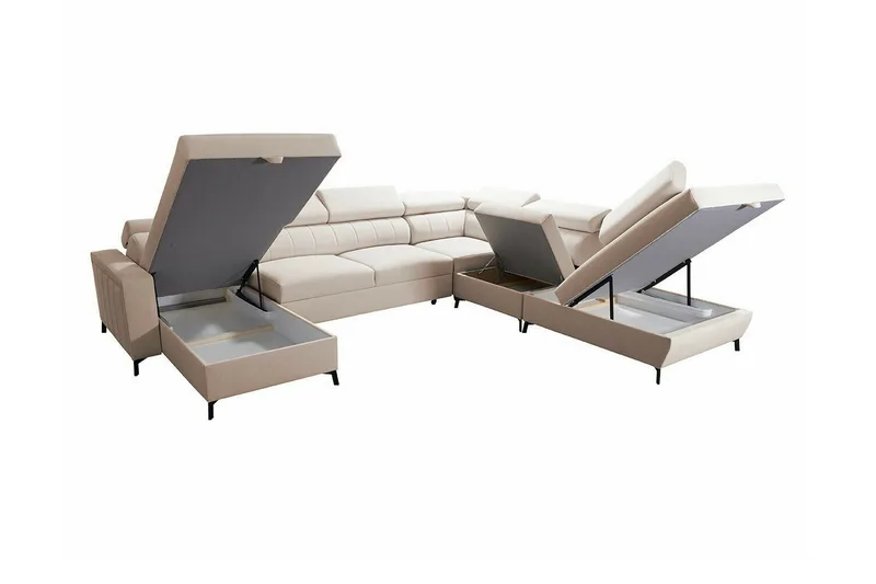 Galbally 5-sits Hörnbäddsoffa beige - Møbler - Sofaer - Sovesofaer