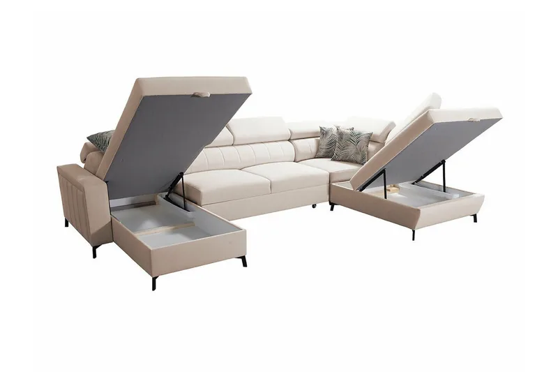 Galbally 5-sits Hörnbäddsoffa Beige - Møbler - Sofaer - Sovesofaer
