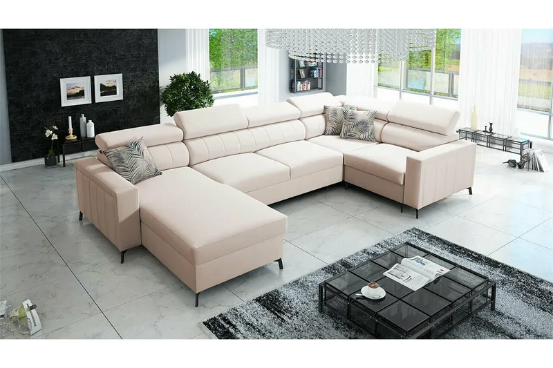 Galbally 5-sits Hörnbäddsoffa beige - Møbler - Sofaer - Sovesofaer