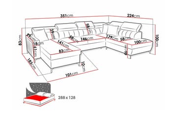 Galbally 5-sits Hörnbäddsoffa Dark blue - Møbler - Sofaer - Sovesofaer