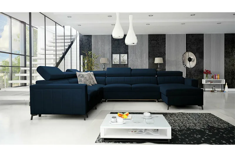 Galbally 5-sits Hörnbäddsoffa Dark blue - Møbler - Sofaer - Sovesofaer