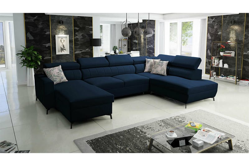 Galbally 5-sits Hörnbäddsoffa Dark blue - Møbler - Sofaer - Sovesofaer