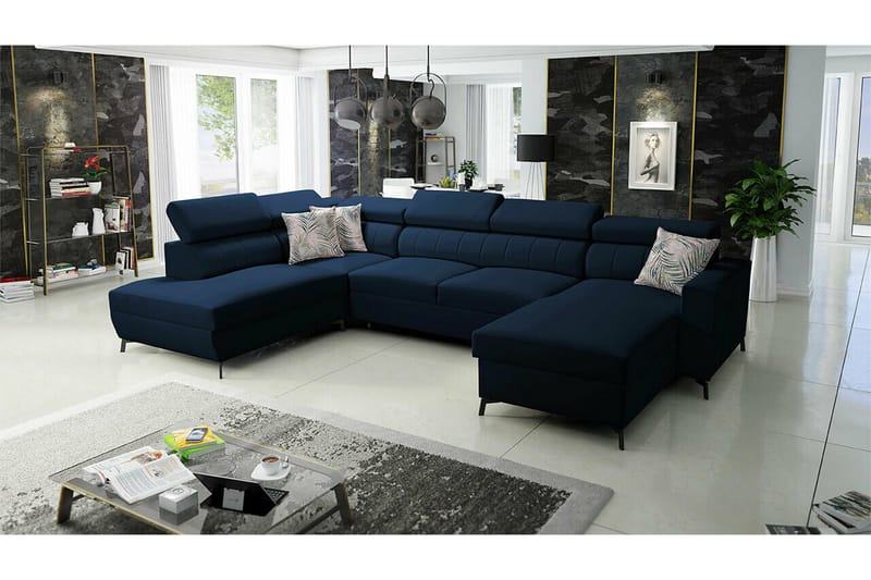 Galbally 5-sits Hörnbäddsoffa Dark blue - Møbler - Sofaer - Sovesofaer