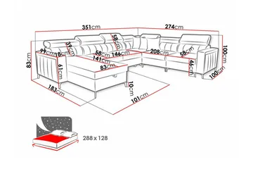Galbally 5-sits Hörnbäddsoffa Dark brown - Møbler - Sofaer - Sovesofaer