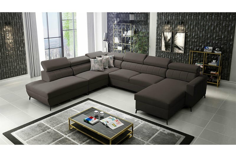 Galbally 5-sits Hörnbäddsoffa Dark brown - Møbler - Sofaer - Sovesofaer