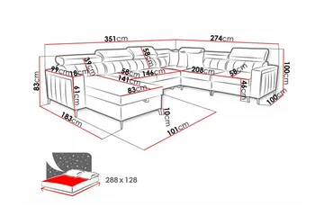 Galbally 5-sits Hörnbäddsoffa Dark brown - Møbler - Sofaer - Sovesofaer