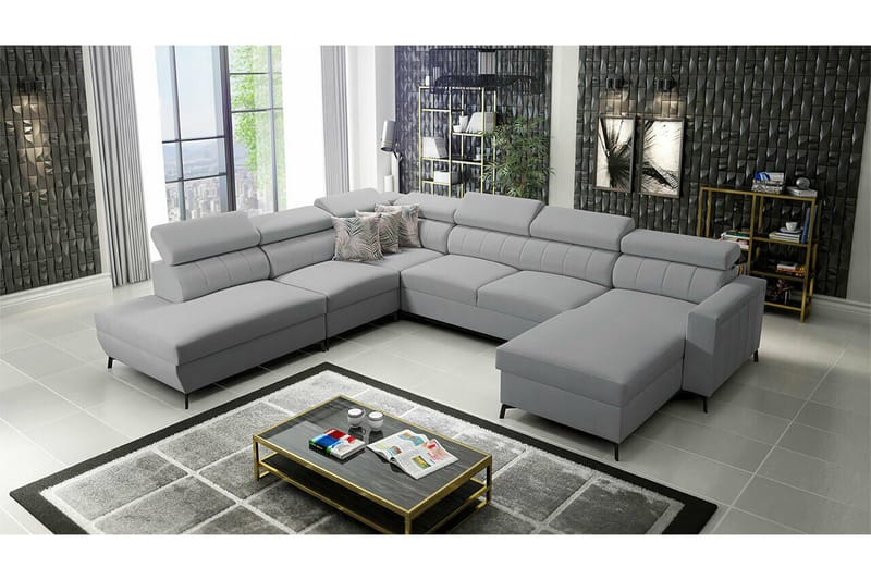 Galbally 5-sits Hörnbäddsoffa Light grey - Møbler - Sofaer - Sovesofaer