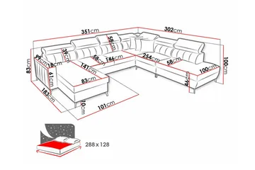 Galbally 5-sits Hörnbäddsoffa Light grey - Møbler - Sofaer - Sovesofaer