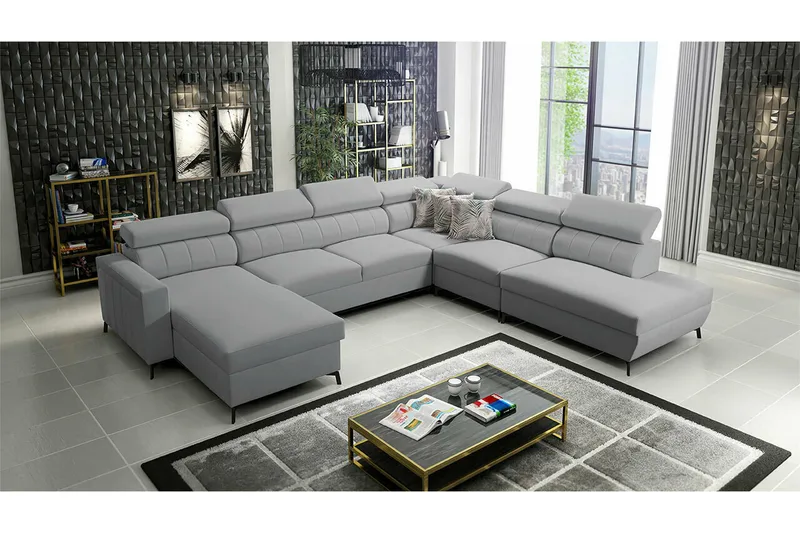 Galbally 5-sits Hörnbäddsoffa Light grey/Dark grey - Møbler - Sofaer - Sovesofaer