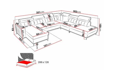 Galbally 5-sits Hörnbäddsoffa Light grey/Dark grey - Møbler - Sofaer - Sovesofaer