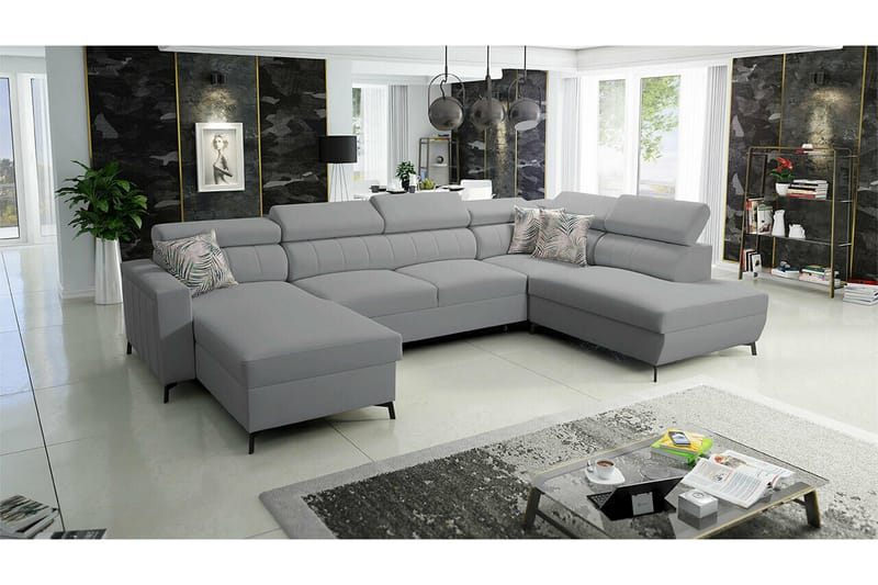 Galbally 5-sits Hörnbäddsoffa Light grey/Dark grey - Møbler - Sofaer - Sovesofaer