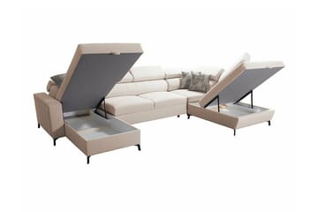 Galbally 5-sits Hörnbäddsoffa Light pink - Møbler - Sofaer - Sovesofaer