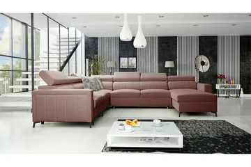Galbally 5-sits Hörnbäddsoffa Light pink - Møbler - Sofaer - Sovesofaer