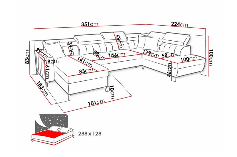 Galbally 5-sits Hörnbäddsoffa NO_BRAND Beige - Møbler - Sofaer - Sovesofaer