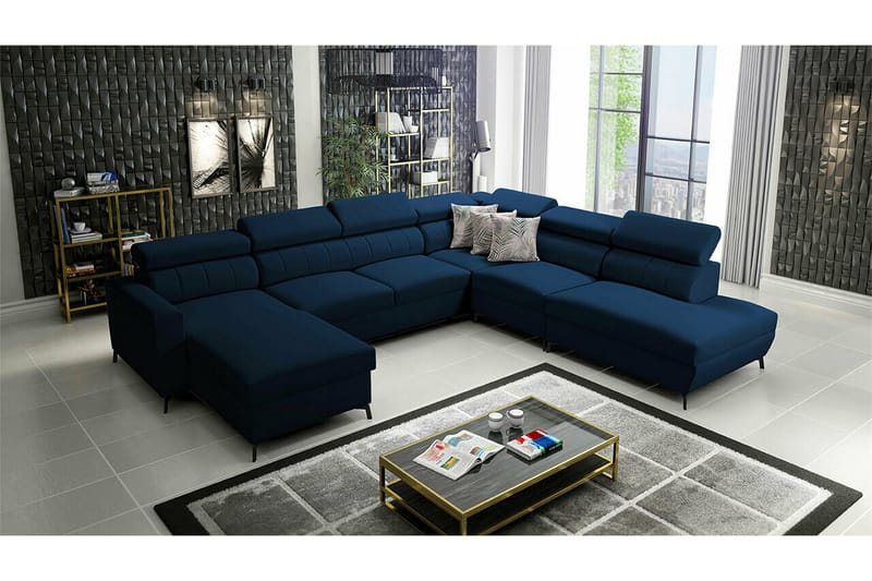Galbally 5-sits Hörnbäddsoffa NO_BRAND Dark blue - Møbler - Sofaer - Sovesofaer