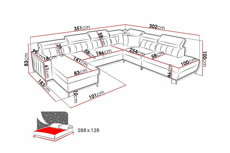 Galbally 5-sits Hörnbäddsoffa NO_BRAND Dark blue - Møbler - Sofaer - Sovesofaer