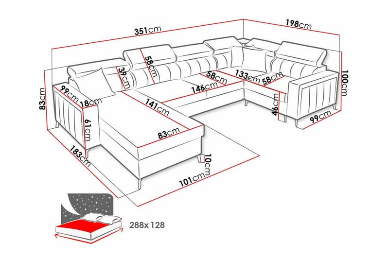Galbally 5-sits Hörnbäddsoffa NO_BRAND Dark blue - Møbler - Sofaer - Sovesofaer