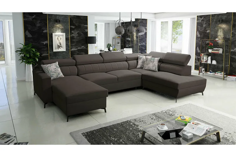 Galbally 5-sits Hörnbäddsoffa NO_BRAND Dark brown - Møbler - Sofaer - Sovesofaer