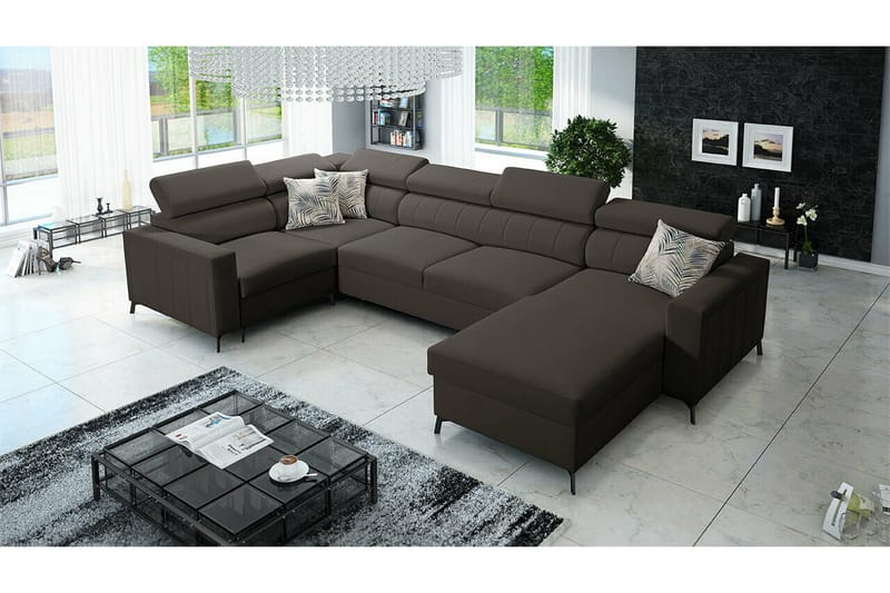 Galbally 5-sits Hörnbäddsoffa NO_BRAND Dark brown - Møbler - Sofaer - Sovesofaer