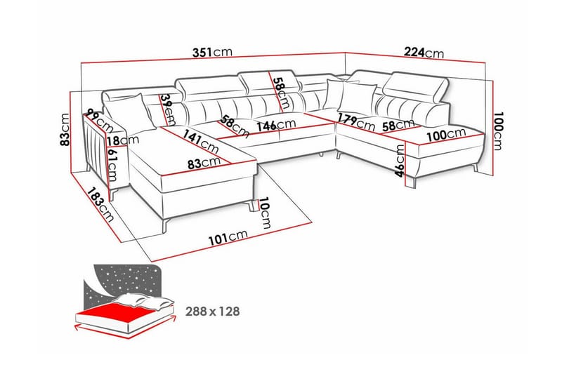 Galbally 5-sits Hörnbäddsoffa NO_BRAND Dark brown - Møbler - Sofaer - Sovesofaer