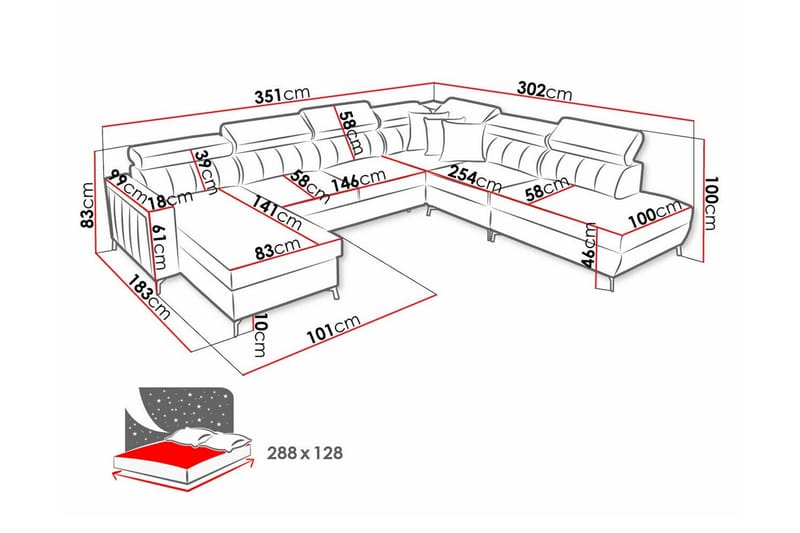 Galbally 5-sits Hörnbäddsoffa NO_BRAND Dark brown - Møbler - Sofaer - Sovesofaer