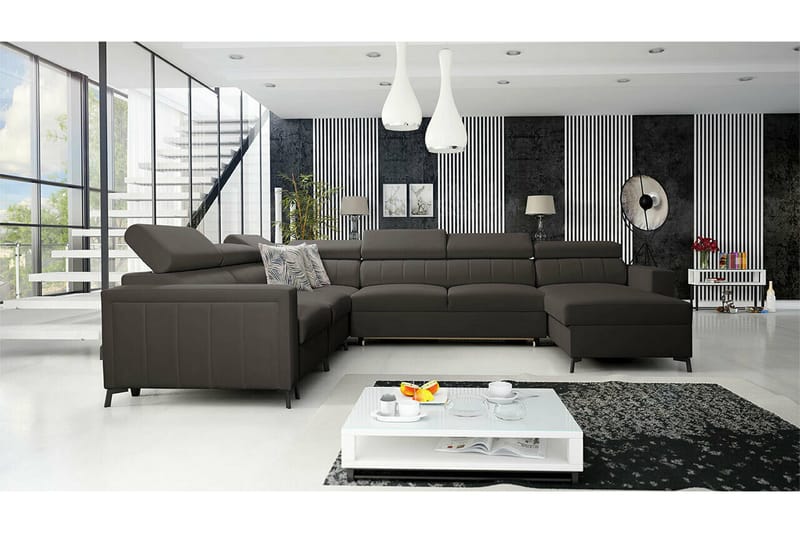 Galbally 5-sits Hörnbäddsoffa NO_BRAND Dark brown - Møbler - Sofaer - Sovesofaer