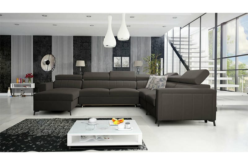 Galbally 5-sits Hörnbäddsoffa NO_BRAND Dark brown - Møbler - Sofaer - Sovesofaer
