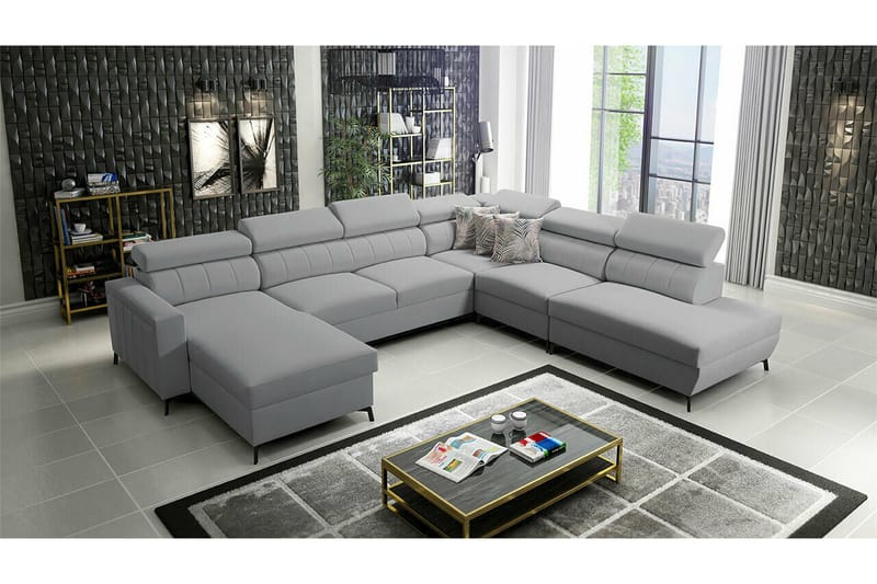 Galbally 5-sits Hörnbäddsoffa NO_BRAND Light grey/Dark grey - Møbler - Sofaer - Sovesofaer