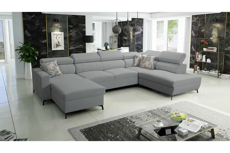 Galbally 5-sits Hörnbäddsoffa NO_BRAND Light grey/Dark grey - Møbler - Sofaer - Sovesofaer