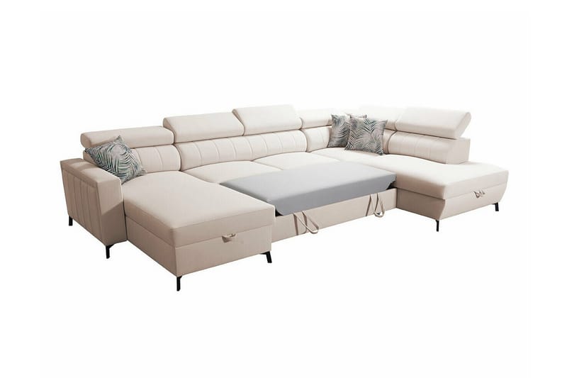 Galbally 5-sits Hörnbäddsoffa NO_BRAND Light pink - Møbler - Sofaer - Sovesofaer