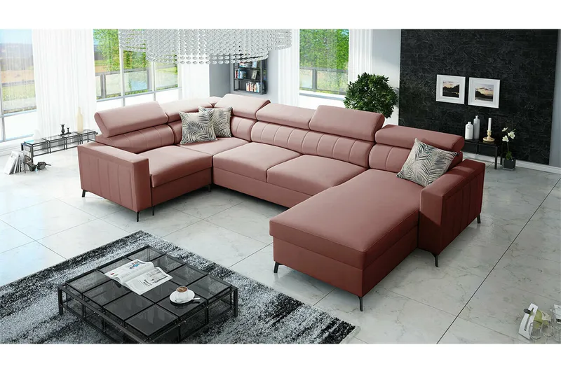Galbally 5-sits Hörnbäddsoffa Pink - Møbler - Sofaer - Sovesofaer
