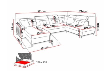 Galbally 5-personers hjørnesovesofa - Møbler - Sofaer - Sovesofaer