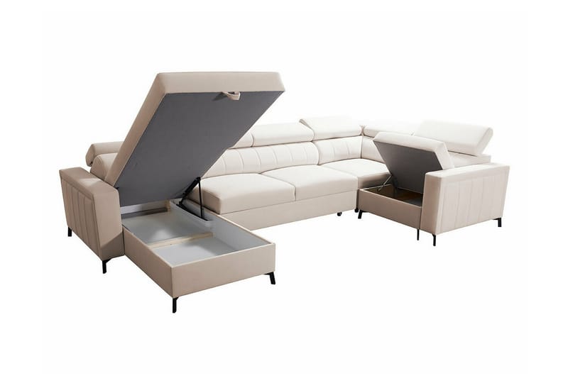 Galbally 5-personers hjørnesofaseng - Beige - Møbler - Sofaer - Sovesofaer