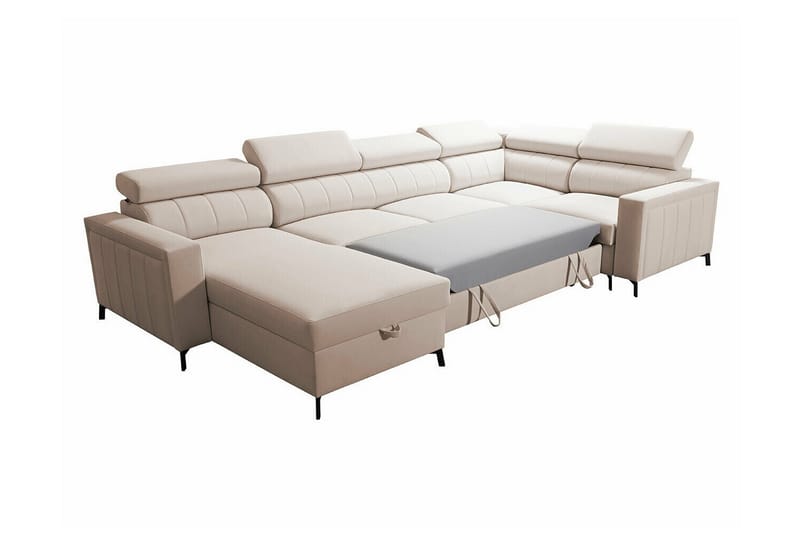 Galbally 5-personers hjørnesofaseng - Beige - Møbler - Sofaer - Sovesofaer