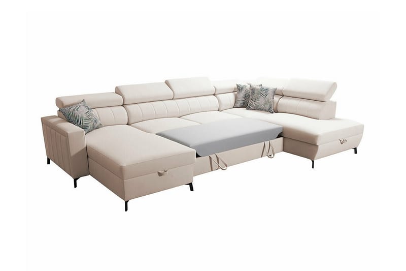Galbally 5-personers hjørnesofaseng - Beige - Møbler - Sofaer - Sovesofaer
