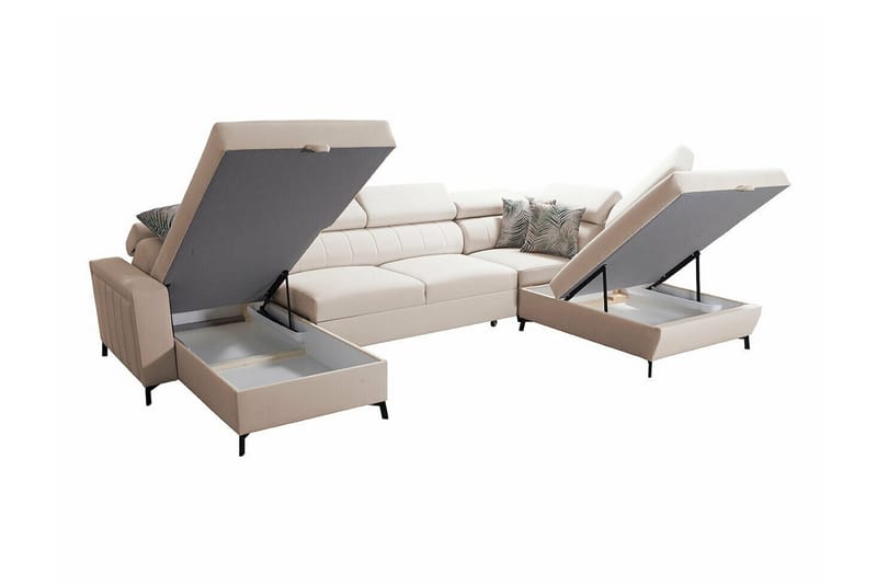 Galbally 5-personers hjørnesofaseng - Beige - Møbler - Sofaer - Sovesofaer