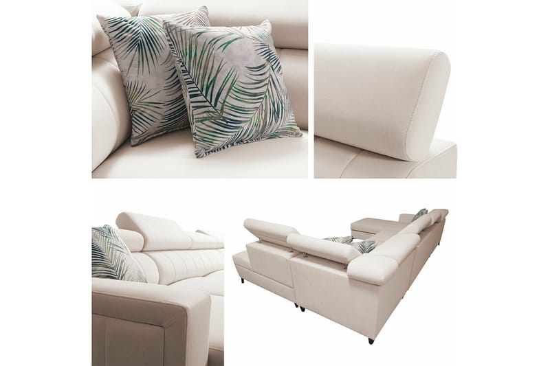 Galbally 5-personers hjørnesofaseng - Beige/Lys beige - Møbler - Sofaer - Sovesofaer