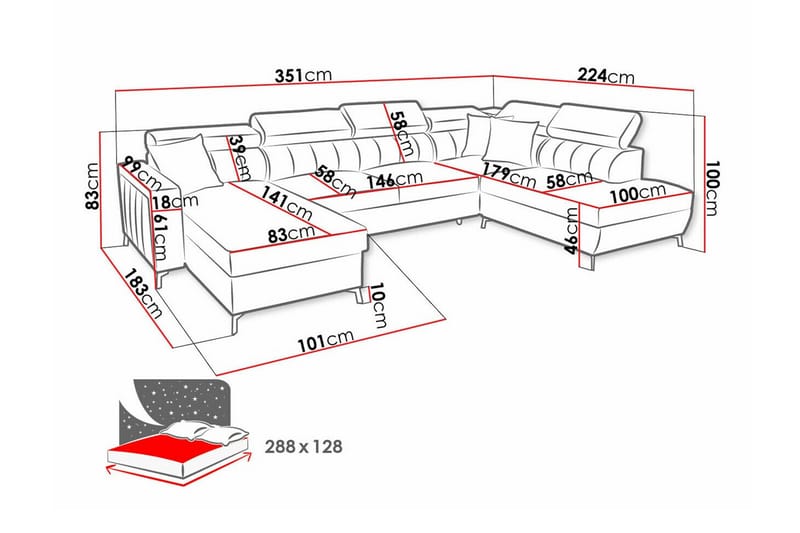Galbally 5-personers hjørnesofaseng - Beige/Lys beige - Møbler - Sofaer - Sovesofaer