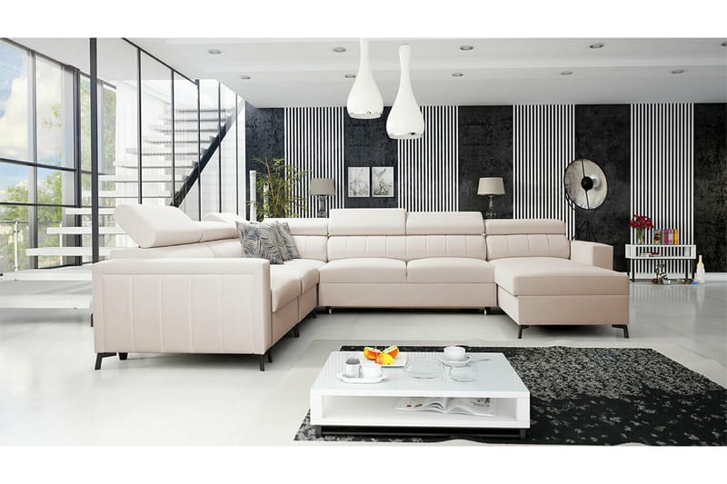 Galbally 5-personers hjørnesofaseng - Beige - Møbler - Sofaer - Sovesofaer