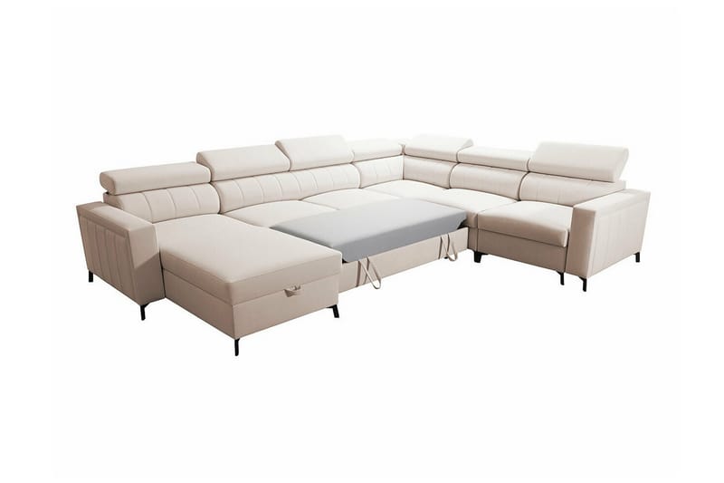 Galbally 5-personers hjørnesofaseng - Beige - Møbler - Sofaer - Sovesofaer