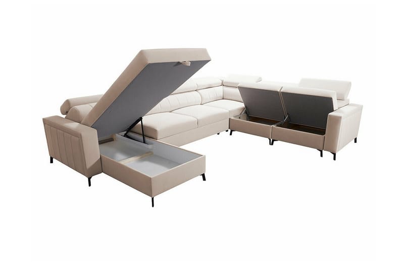 Galbally 5-personers hjørnesofaseng - Beige - Møbler - Sofaer - Sovesofaer