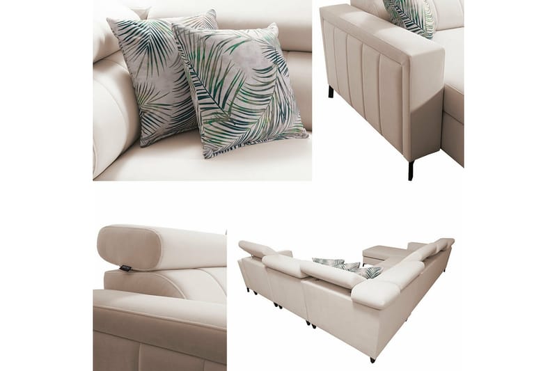 Galbally 5-personers hjørnesofaseng - Beige - Møbler - Sofaer - Sovesofaer