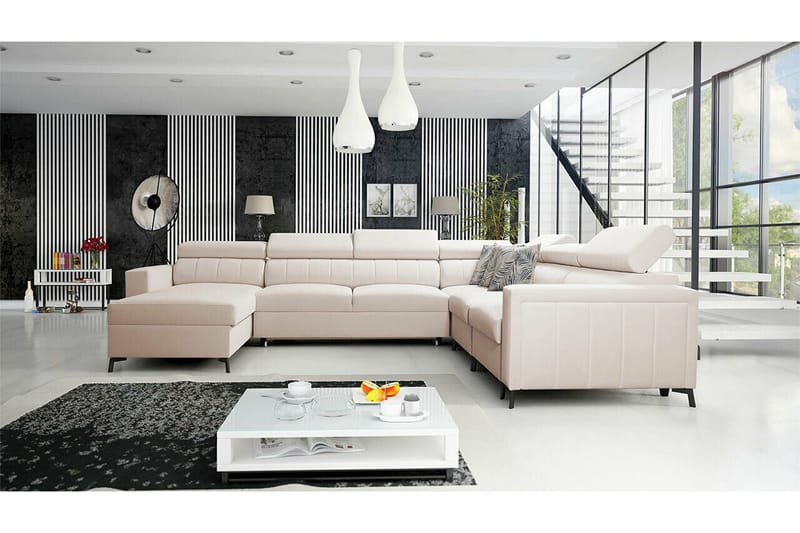 Galbally 5-personers hjørnesofaseng - Beige - Møbler - Sofaer - Sovesofaer