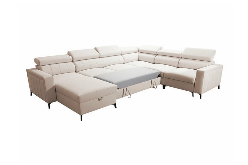 Galbally 5-personers hjørnesofaseng - Beige - Møbler - Sofaer - Sovesofaer