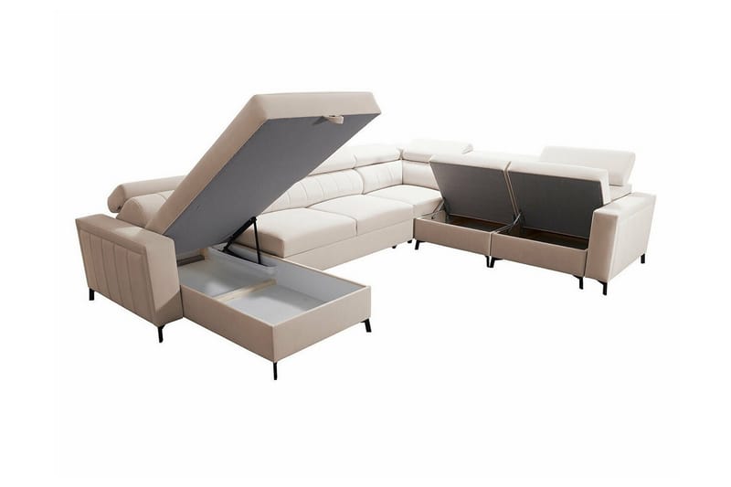Galbally 5-personers hjørnesofaseng - Beige - Møbler - Sofaer - Sovesofaer